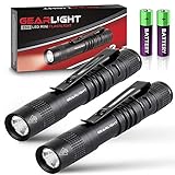 GearLight LED Mini Flashlights S50 [2 PACK] with Batteries - Small EDC Flashlight with Clip - AAA Pocket Pen Light for Inspection, Work, Repair