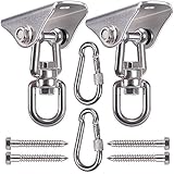 SELEWARE Permanent Antirust 304 Stainless Steel Heavy Duty Swing Hanger w/ Carabiner 1000LB Capacity, 360Â° Rotate Punching Bag Hanger w/ Screw for Playground Porch Yoga Hammock Chair Swing Set, 2 Pack