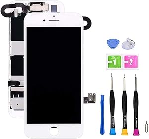 Screen Replacement Compatible with iPhone 8 4.7 inch Full Assembly - LCD 3D Touch Display Digitizer with Sensors and Front Camera, Fit Compatible with iPhone 8 4.7 inch (White)