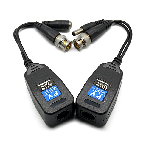Video Balun, TYUMEN HD-CVI/TVI/AHD UTP Passive Video Balun with DC Power Connector and RJ45 UTP CAT5e/Cat6 Transmitter/Receiver, Including Lighting Protection, 1 Pair