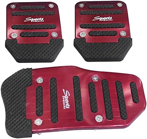 Automatic Car Auto New Fashion Non Slip Sports Aluminium Alloy Automatic Car Auto Vehicle Pedal Foot Treadle Foot Brake Cover Pad 3pcs/set (Red)