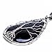 HongJinTian Natural Black Obsidian Wire Wrapped Tree of Life Gemstone Teardrop Pendant Necklace Healing Crystal Chakra Jewelry