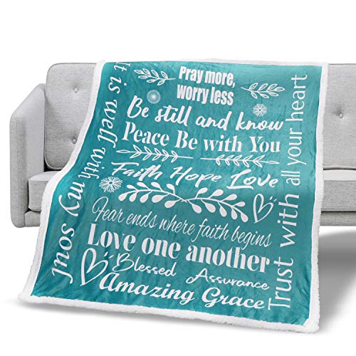 Christian Throw Blanket Religious Gifts with Faith Hope Love Messages