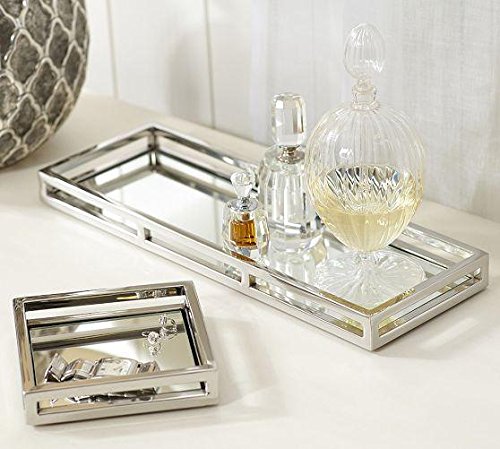 Le'raze Beautiful Mirrored Tray with Chrome Rails, Elegant ...