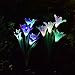 Outdoor Solar Garden Stake Lights - 2 Pack Solarmart Solar Powered Lights with 8 Lily Flower, Multi-color Changing LED Solar Stake Lights for Garden, Patio, Backyard (Purple and White)