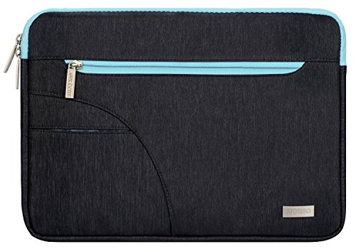 Mosiso Polyester Fabric Laptop Sleeve Carrying Case Cover Protective Bag Only for 12-Inch New Macbook with Retina Display, Black & Hot Blue