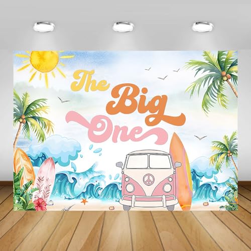 Girl 1st Birthday Surf Backdrop