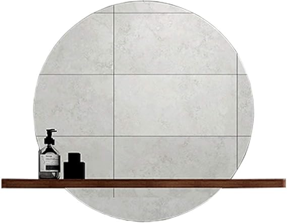 NBVCX Maschinenteile Runder Wandspiegel mit Regal | Großer moderner