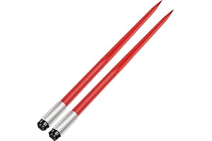 VEVOR Pair Hay Spear 49" Bale Spear 3000 lbs Capacity, Bale Spike Quick Attach Square Hay Bale Spears 1 3/4", Red Coated Bale Forks, Bale Hay Spike with Hex Nut & Sleeve for Buckets Tractors Loaders