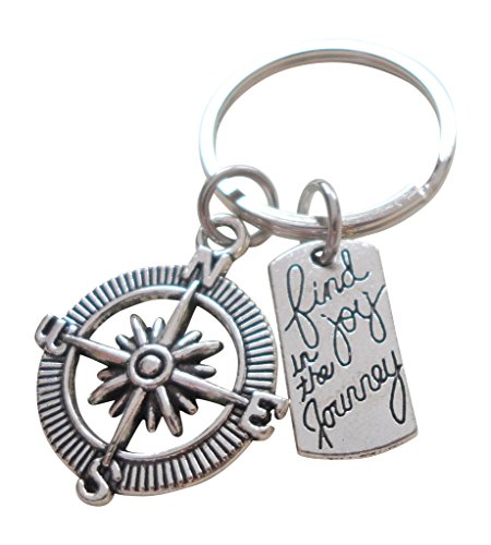 Find Joy in the Journey Open Compass Keychain - Graduation Gift Keychain, Couples Gift Keychain