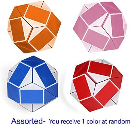 Magic Snake Red, Blue or Green Twist Cube Puzzle Twisty Toy collection for Children and adults with 24 Brain Teasing Wedges- Assorted Colors