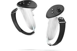 UPOK Controller Grips Compatible with Meta/Oculus Quest 3 - Silicone Battery Door Cover with Controller PU Leather Straps Easy Adjust to Fit Large/Small Size Hands, Reduce Hands Fatigue