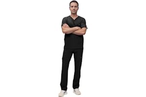 Monarch Uniforms Men's Scrub Set V-Neck Scrub Sets with Nine Large Pockets