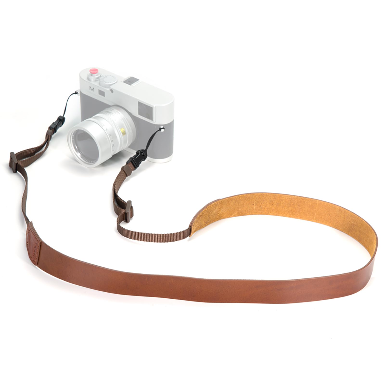 CANPIS Genuine Leather Camera Strap, Handmade Vintage Shoulder Neck Strap for Nikon Canon Sony Fuji Leica DLSR Cameras (Oily Leather Brown)