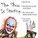 Halloween Haunters Animated Scary Speaking Circus Clown Groundbreaker Prop Decoration with Moving Arms, Shaking Head and Red Flashing Eyes - Life-Size Says 5 Spooky Phrases - Haunted House, Graveyard