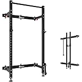 Mdeam Folding Squat Rack,2.36"x2.36" Wall Mounted Power Rack for Home Gym | Foldable Space-Saving,Heavy-Duty 1000LBS Capacity,with Pull-Up Bar, J-hooks,Landmine,Multi-Functional for Full-Body Training