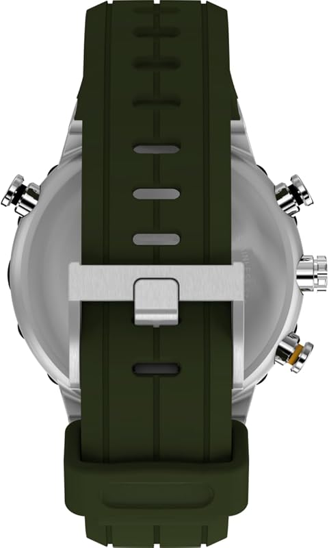 Expedition TW2Y14400 - Relógio de quartzo para homens, bracelete de silicone verde com mostrador verde e caixa em aço inoxidável, 45 mm, para homens
