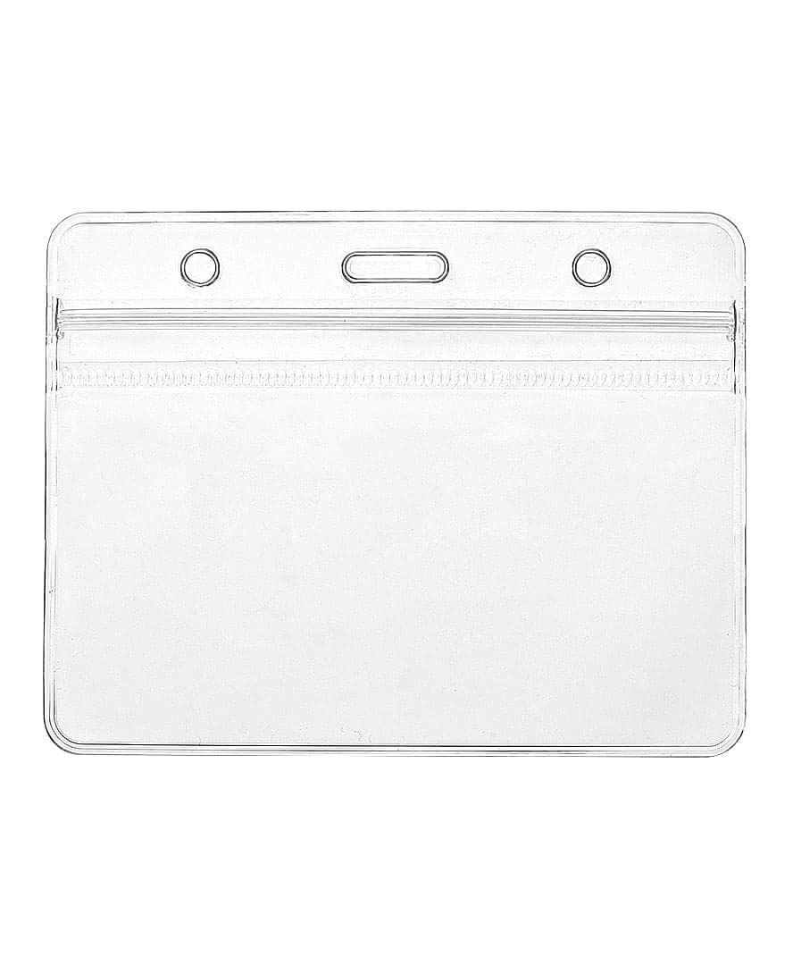CKB Ltd 50x EXPO Large Horizontal Clear ID Badge Card Plastic Pocket Holder Pouchs 11 x 9cm / Holds a Card 10 x 7cm