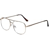 Calabria 1106 Metal Pilot Reading Glasses Blue Light Blocking or Clear Lens Men Women Chic Designer Trendy Computer Readers