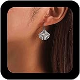 IRCOMULTI Bohemia Shell Drop Hoop Earrings Gold Scallop huggie Earrings Retro shell Dangle drop Earring Beach Metal Seashell Earring Jewelry for Women