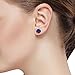 Gem Stone King 14K White Gold Blue Created Sapphire Stud Earrings For Women (1.10 Cttw, Round Cut 5MM)