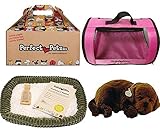 Perfect Petzzz Chocolate Lab Plush with Pink Tote For Plush Breathing Pet