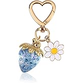 HUIMEIYIPIN Cute Strawberry Keychain,Bag Charms,Kawaii Heart Flower Daisy Key chains Accessories Decor for Girls Purse Gift