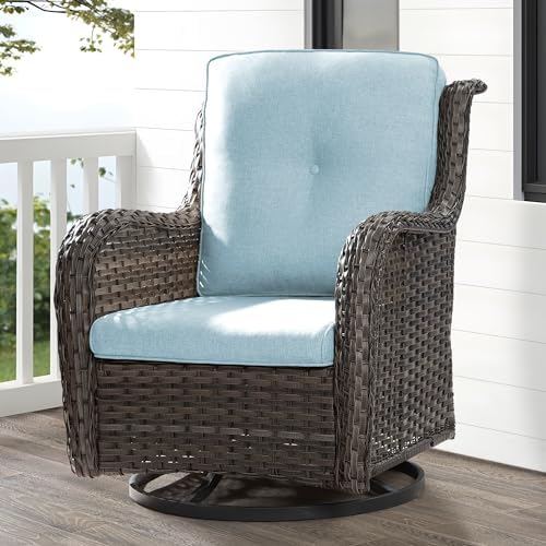 MeetLeisure Outdoor Swivel Rocker Patio Chair Outdoor Wicker Swivel Glider Chair with Olefin