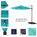 C-Hopetree 10' Offset Hanging Cantilever Market Umbrella with Solar LED Lights and Tilt for Outdoor Balcony Outside Patio, Aqua Blue