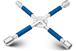 ETERNA Professional 14" Four Way Lug Wrench, Car Wheel Lug Nut Cross Wrench, Universal Heavy Duty Socket Spanner,Carbon Steel Car Tire Repair Tool