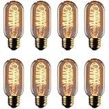 Vintage Edison Bulb - 25 Watt - T45 - Spiral Cage Filament - Dimmable - 8 Pack - 65 Lumen