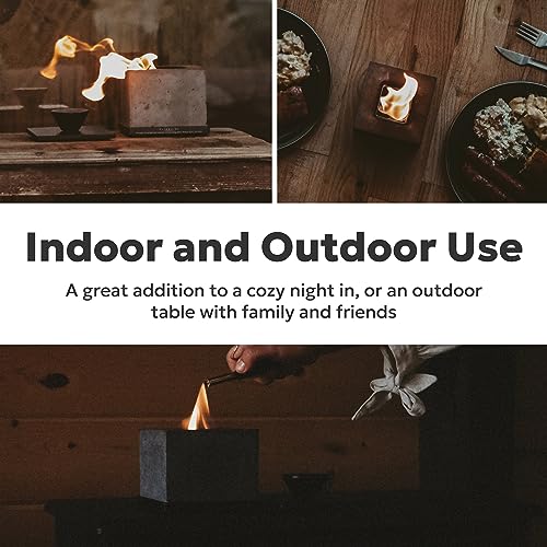 FLIKR Fire Personal Concrete Fireplace (Almond) + 3X Tea Light Bundle