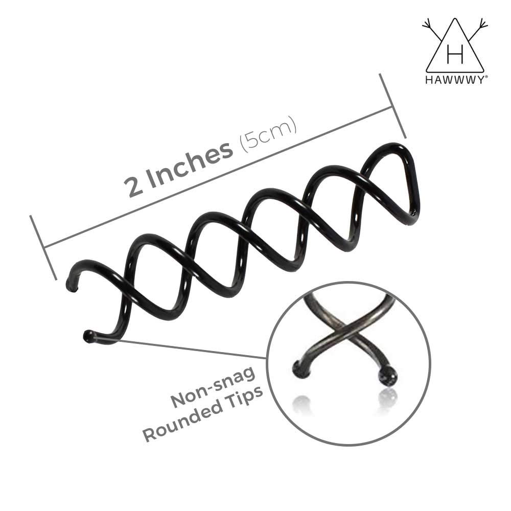 Hawwwy Spiral Bobby Pins 8 Pack Spin Pins, Easy & Fast Bun Maker Twist Hair Pins for Women Kids, Updo Hair Accessories, Messy Bun Tool, Perfect Small Bun Bobbypins Bobbie Fashion (Black 2 Inches) : Beauty