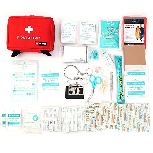 Lx free Mini First Aid Kit - (100 Pieces) Compact Emergency Bag For Car, Motorcycle, Vehicle, Home & Outdoor Suitable for Baby, Child, Toddler and Pets