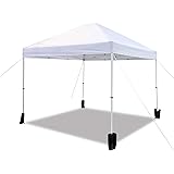 Amazon Basics Outdoor Pop Up Canopy, 10ft x 10ft with Wheeled Carry Bag, 4-pk weight bag, White