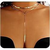 GIGB PBDK Gold Statement Choker Necklaces for Women,Trendy Long Pendant Drop Necklace Thick Snake Chain Y Shaped Necklace,Charm Party Prom Accessories Gifts