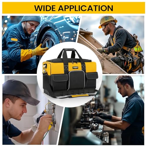 LBOYLOVE® Tool Bag, 20-inch Tool Organisers, 600 Denier Large Tool Bag for Home DIY & Equipment Storage, Yellow and Black (50cm/20inch)