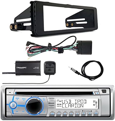 Clarion M303 Marine Single DIN Bluetooth Stereo, SiriusXM Tuner Kit, Enrock Harley Dash Kit, Marine Antenna - 40 " (Select '98-'13 Harleys)
