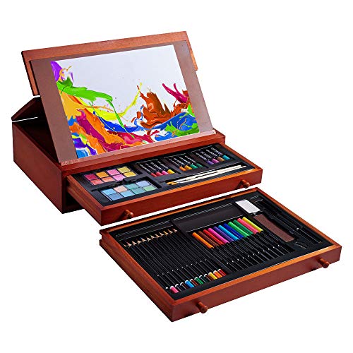 Vigorfun 99 Piece Deluxe Art Set Art Supplies in Wooden