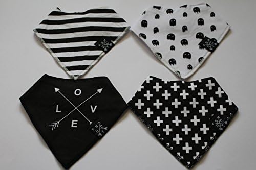 BCNY Baby Bandana Bibs - Set of 4 - Black & white kit.