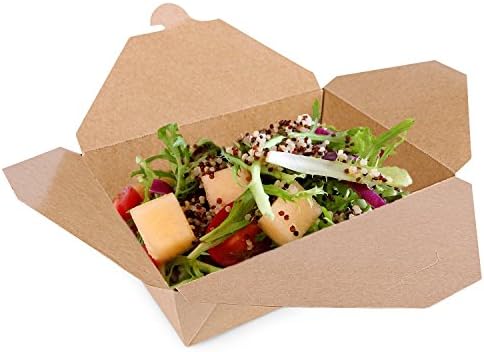 PROFUNPAK Take Out Food Containers 37 oz Disposable, Kraft, Take Away Box Easy Folding, Stackable Pails 100 Packs