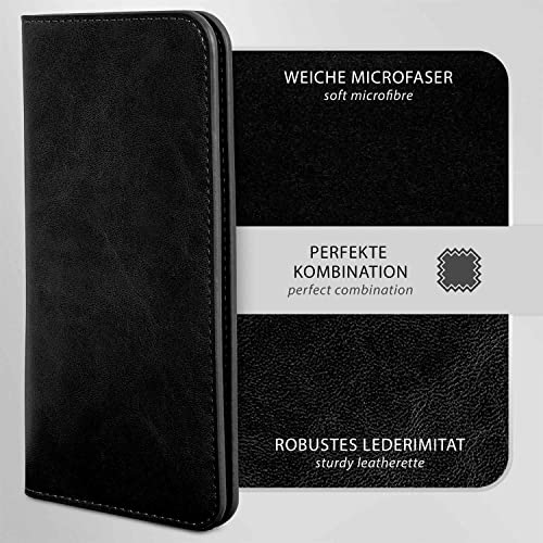 moex Funda para Xiaomi 12T / 12T Pro Funda Plegable con Ranura para Tarjetas, Funda de Piel Vegana, Funda con Tapa para Insertar, Protección 360 Grados Funda Flip Case para Teléfono Móvil - Negro