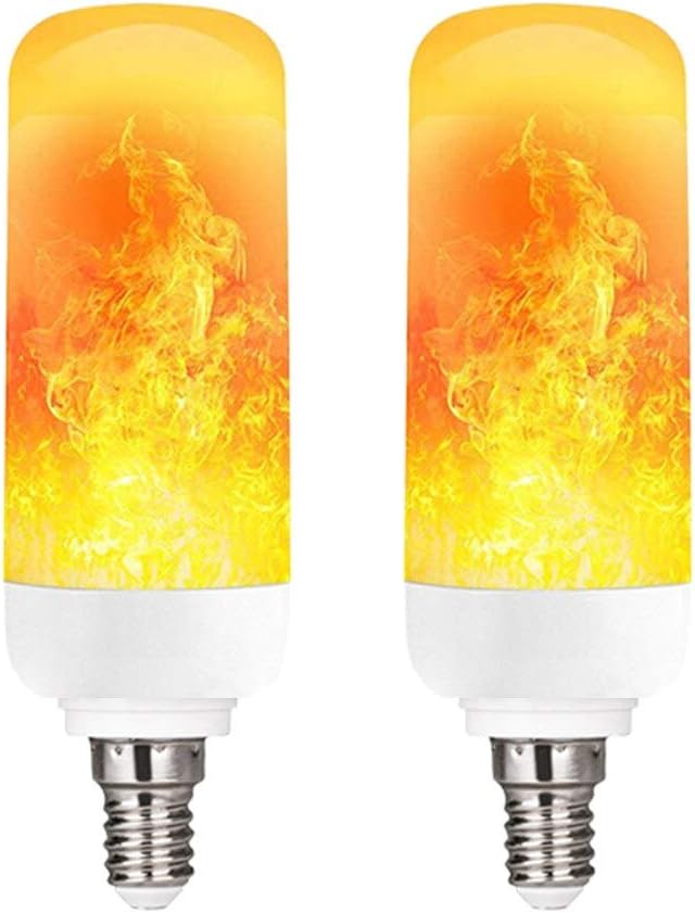 SUNICOL Flame Effect LED Bulb, 2 Packs of 9W E14 Base Flickering Fire