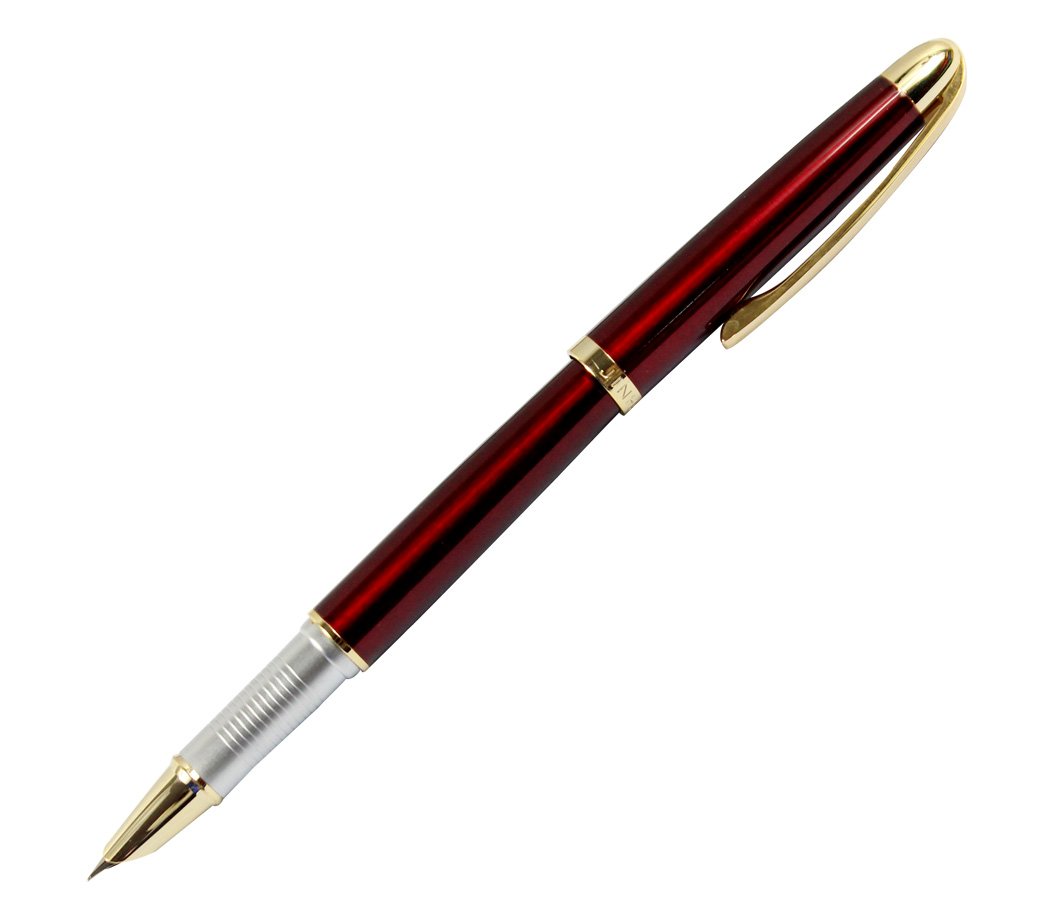 Gullor Executive Fountain Pen Jinhao 606 with Golden Clip Fine Nib - Red