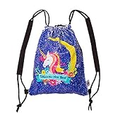 Little Jupiter Water Resistant Unicorn Reversible Sequin Drawstring Girls Drawstring Backpack Kids daypack Unicorn Bag