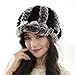 Women's Rex Rabbit Fur Peaked Caps Hats Multicolor (Gray & black)