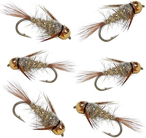 BH Hare's Ear Flashback Fly Fishing Nymph Trout Fly Assortment - 6 Flies