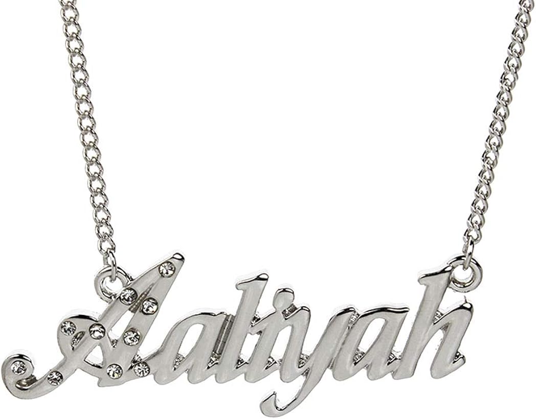 Name Necklace "Aaliyah" 18K White Gold Plated Amazon.ca Jewelry