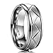 King Will TYRE Men's 8MM Silver Domed Grooved Tungsten Carbide Ring Brushed Wedding Band(11)