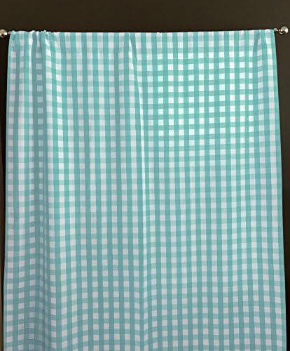 Zen Creative Designs Gingham Checkered Plaid Poplin Curtain Backdrop Panel / Home Window Decor / Photo Studio Backdrop Panel 9ft long by 5ft wide (Mint Aqua Blue)